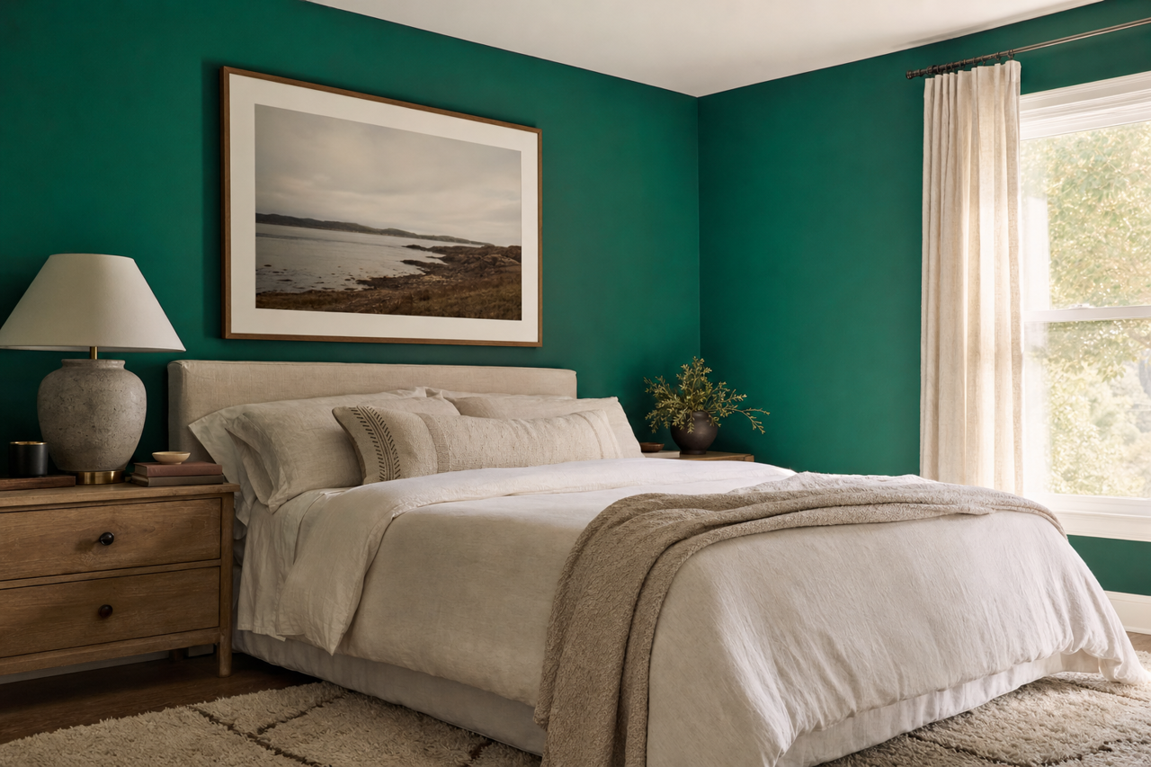 Green by Benjamin Moore on interiors