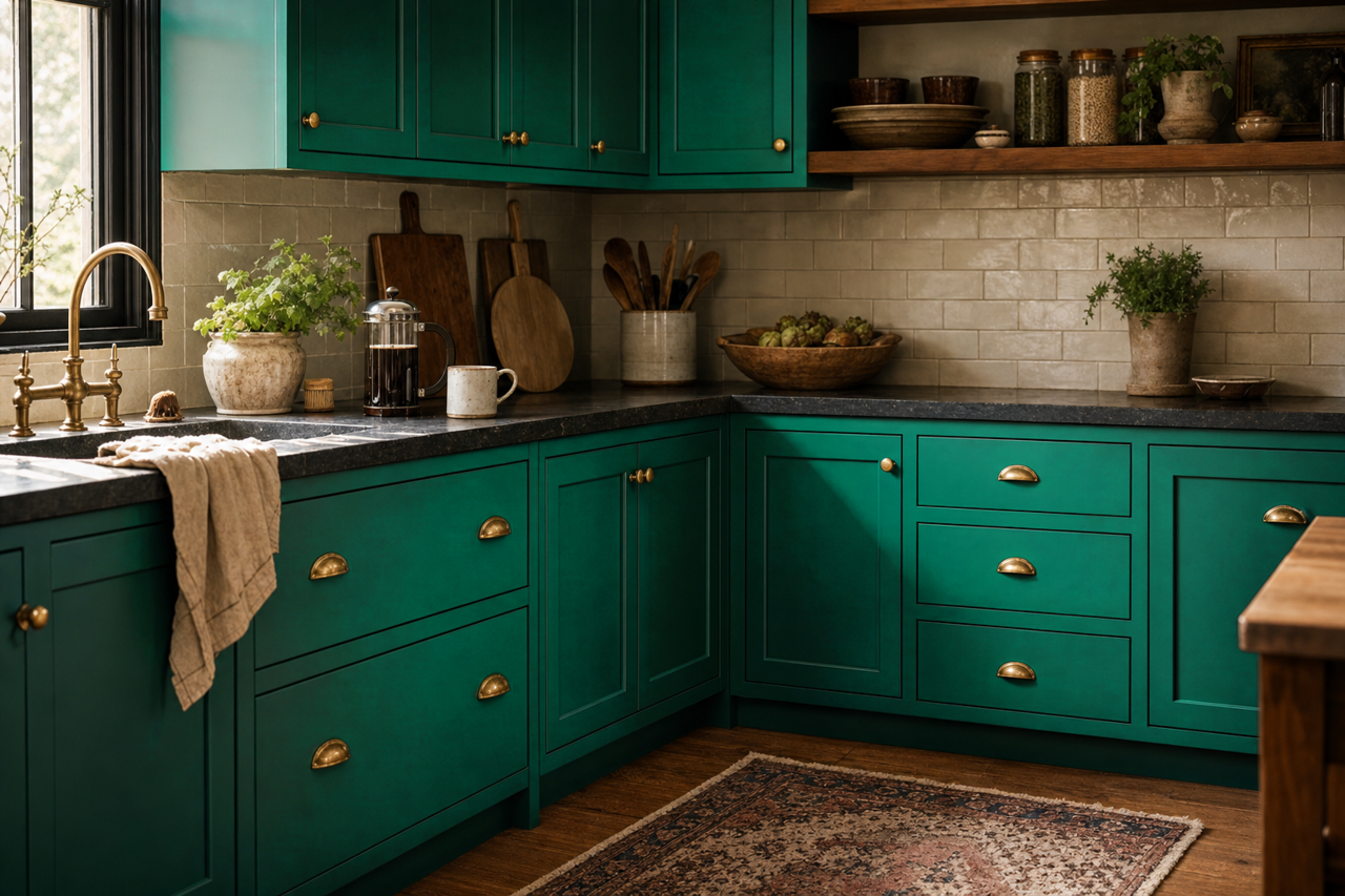 Leprechaun by Benjamin Moore on cabinets