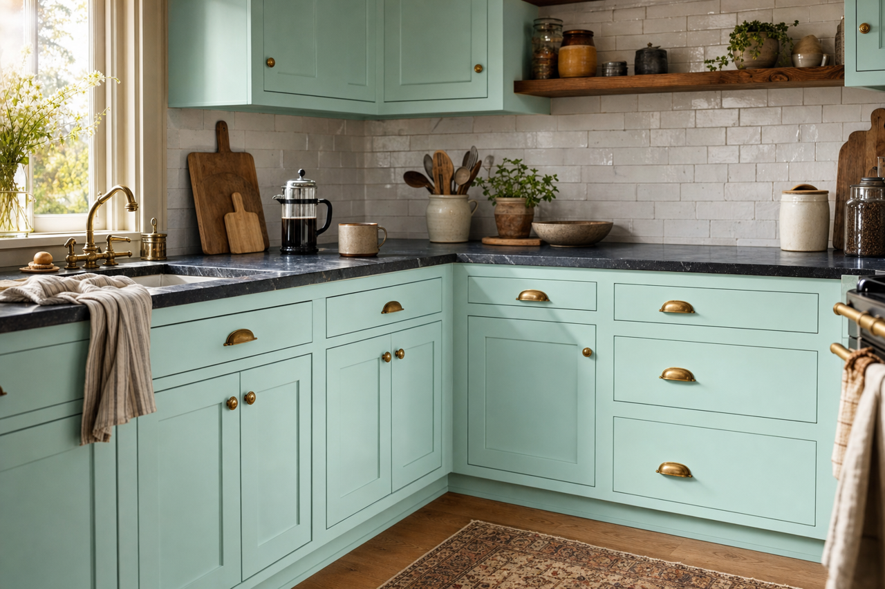 Soft by Benjamin Moore on cabinets