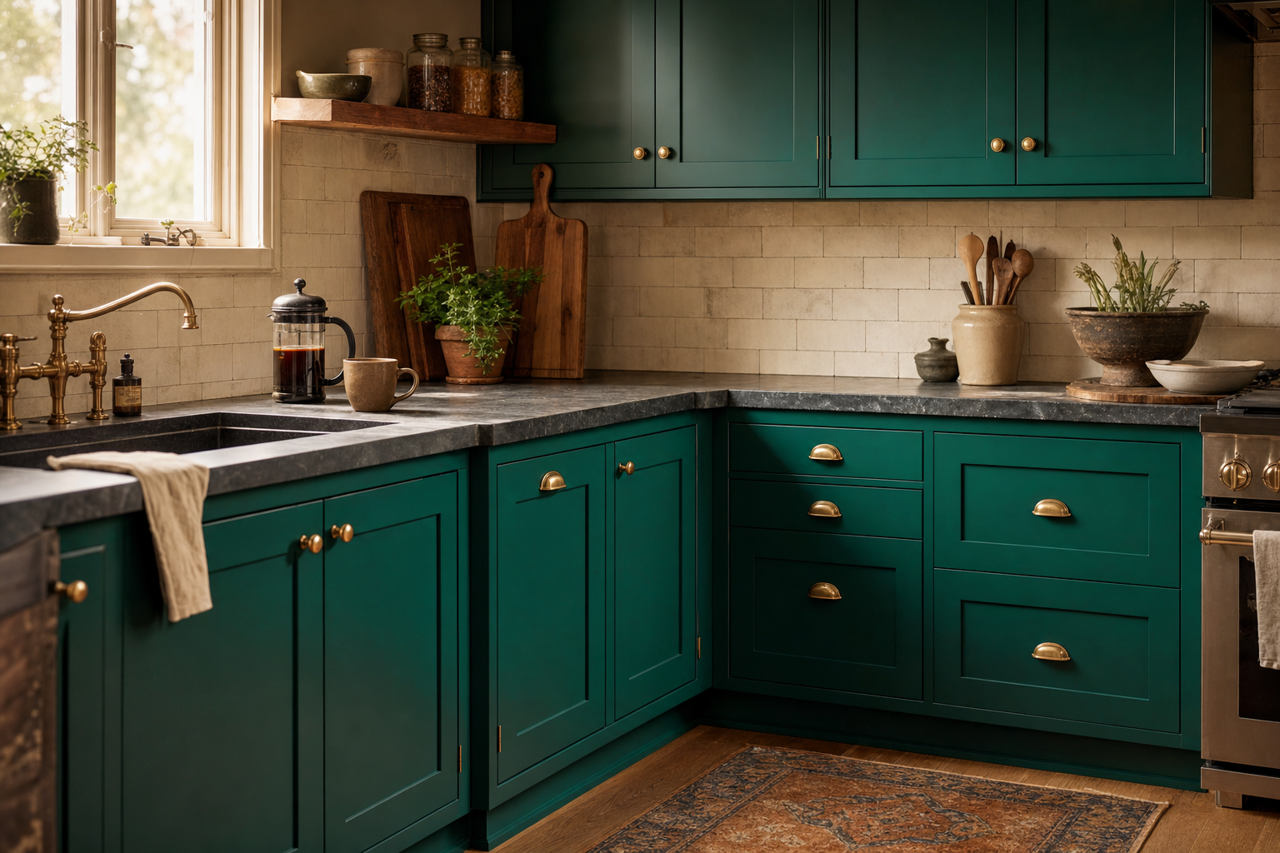 Calypso by Benjamin Moore on cabinets