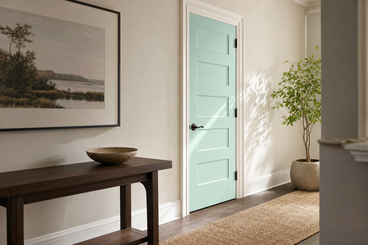 Ocean by Benjamin Moore on interior-doors