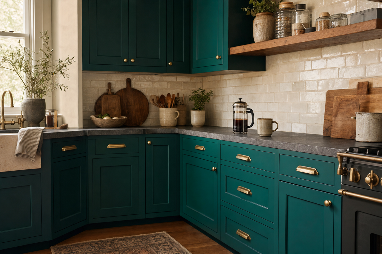 Sherwood by Benjamin Moore on cabinets