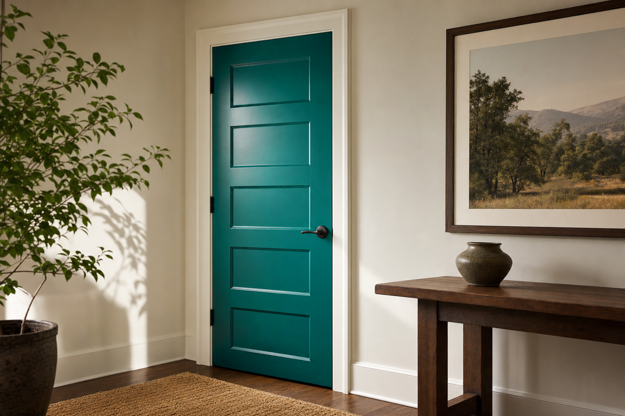 Juniper by Benjamin Moore on interior-doors