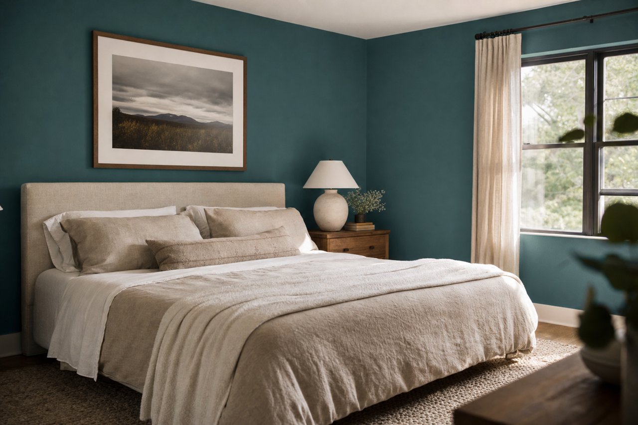 Teal by Benjamin Moore on interiors