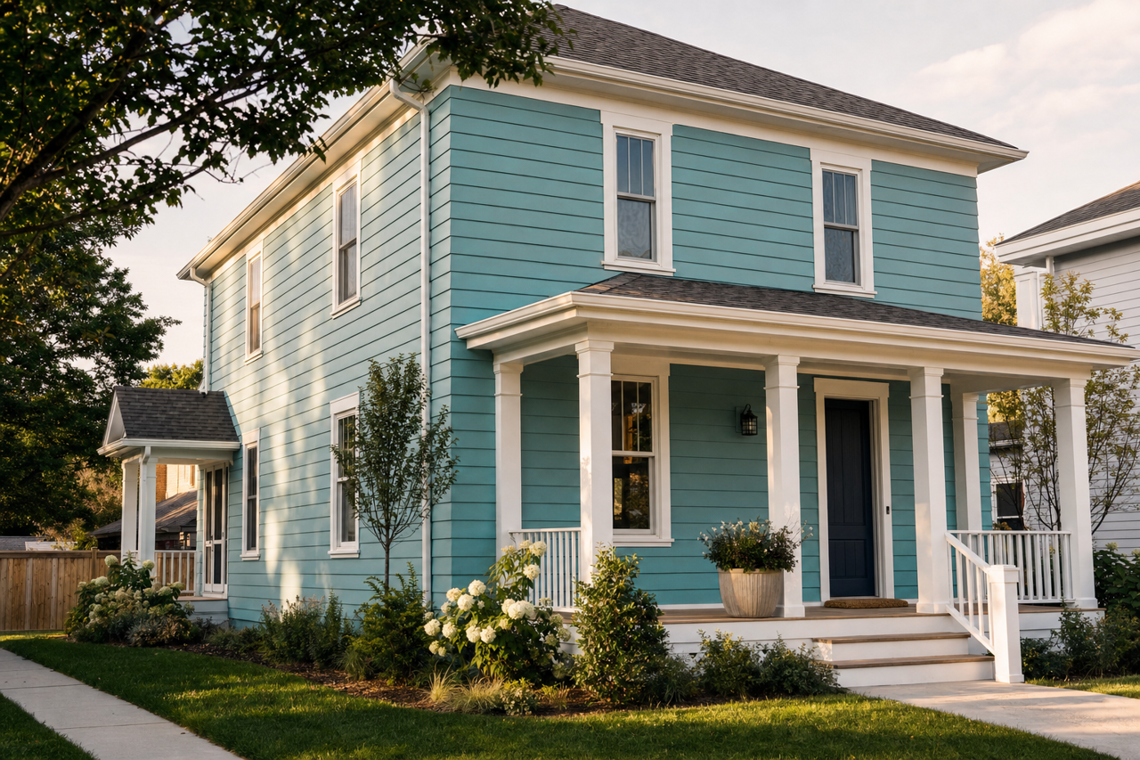 Peacock by Benjamin Moore on exterior