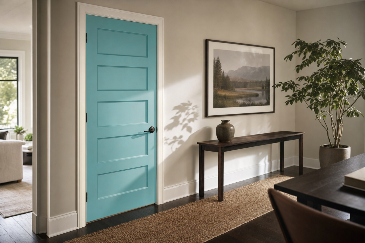 Peacock by Benjamin Moore on interior-doors