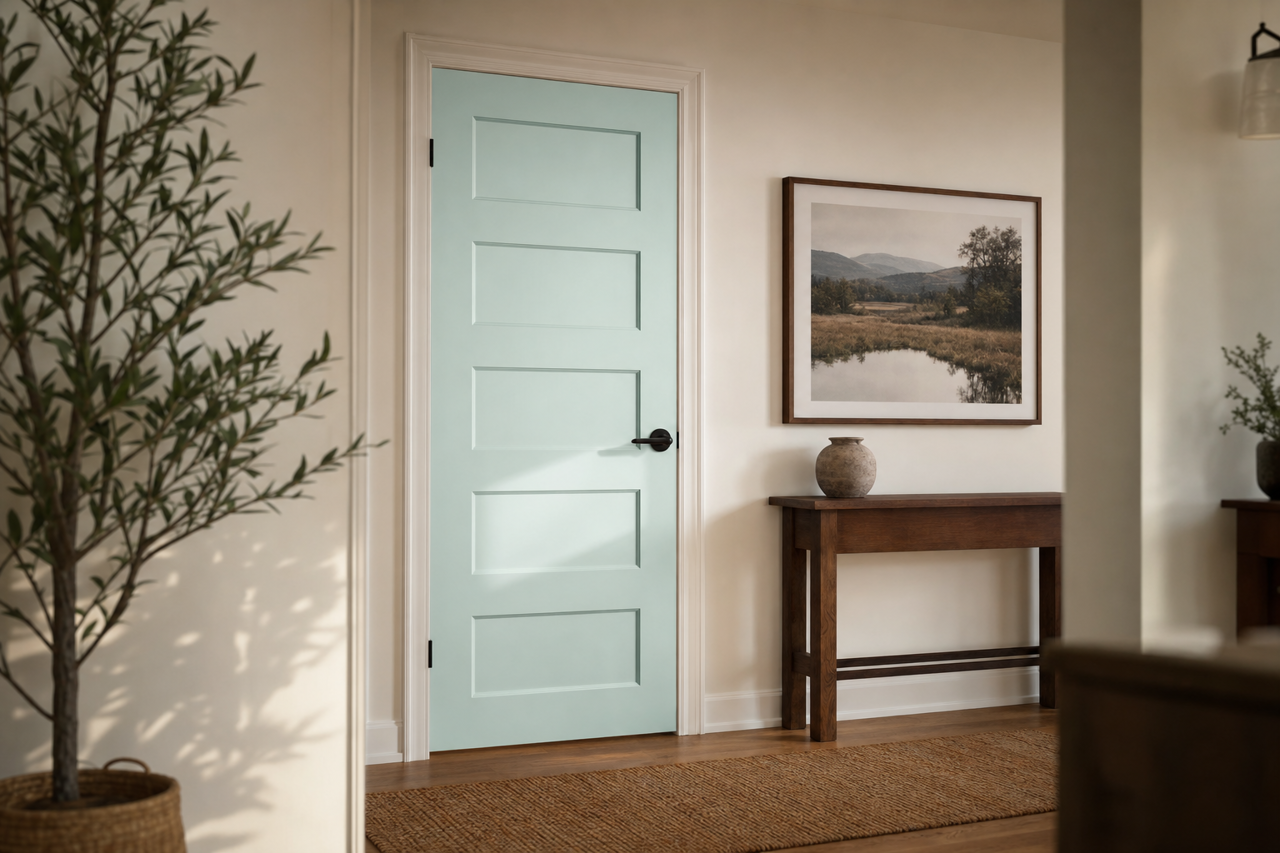 Blue by Benjamin Moore on interior-doors