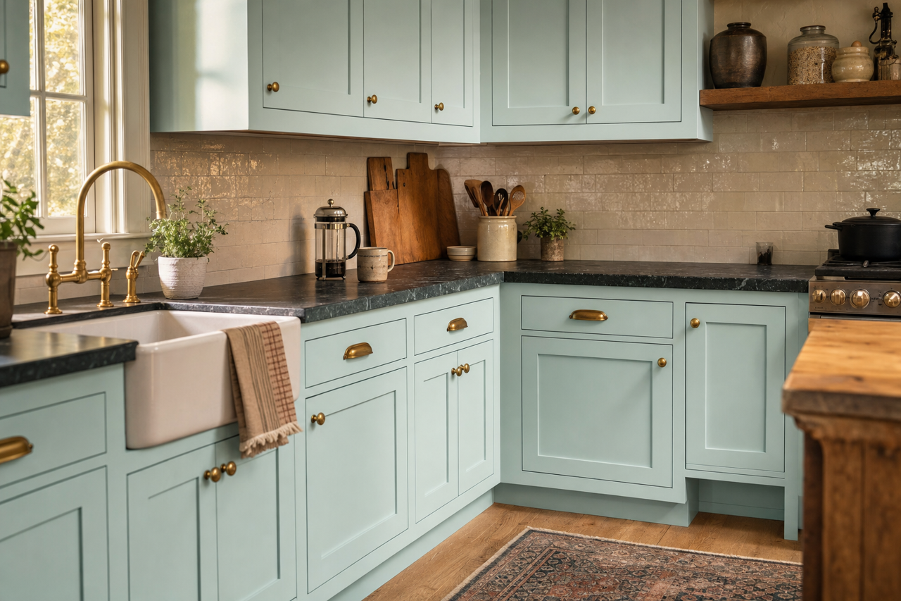 Bird's by Benjamin Moore on cabinets