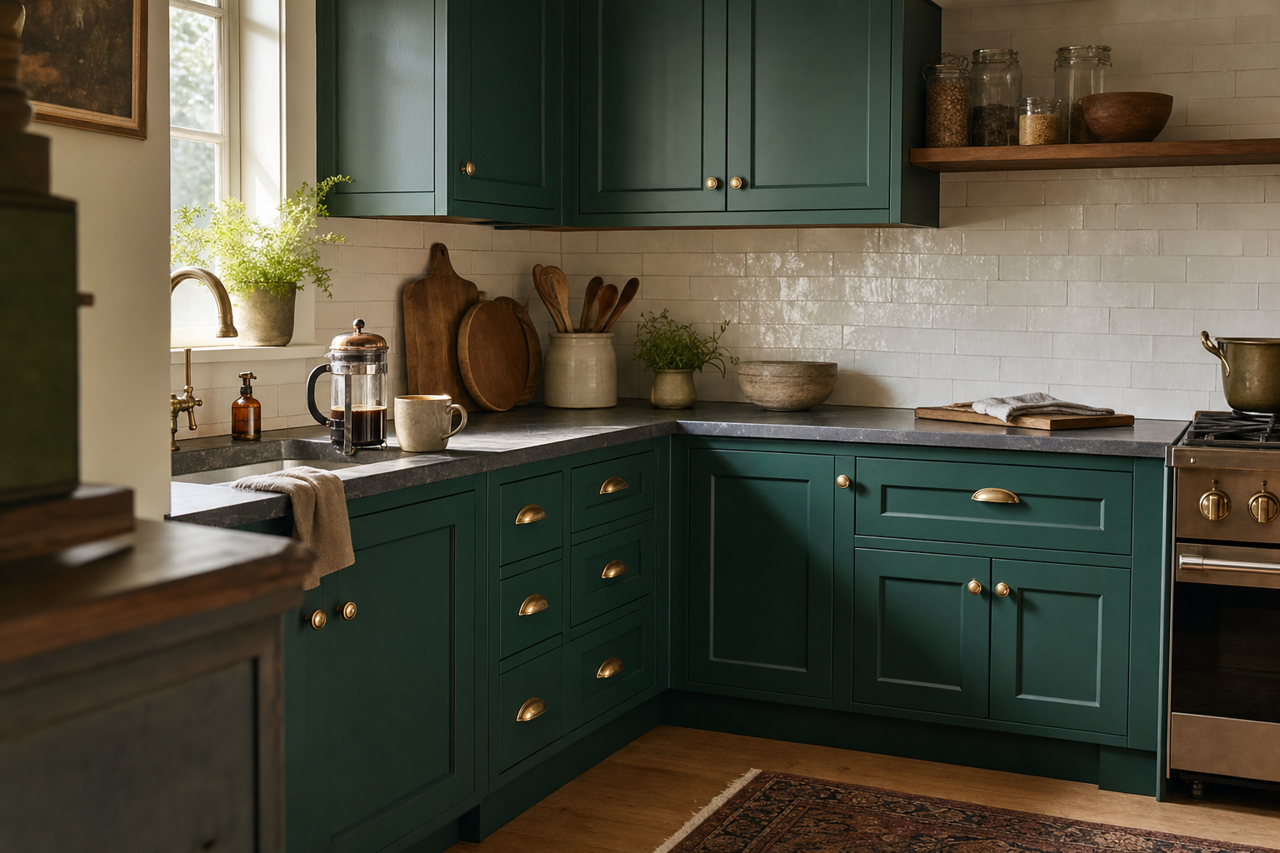 Ocean by Benjamin Moore on cabinets