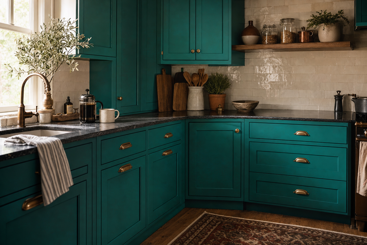 Tropical by Benjamin Moore on cabinets