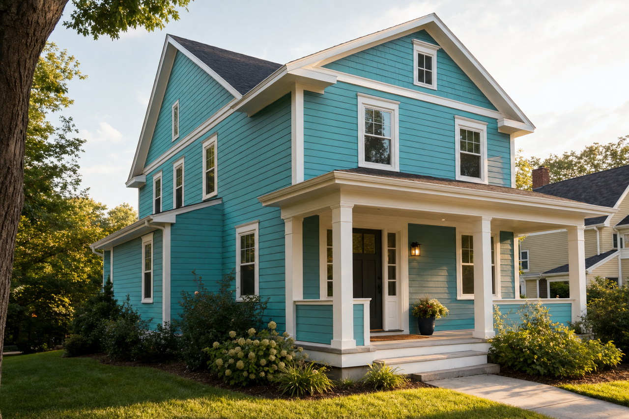 Blue by Benjamin Moore on exterior