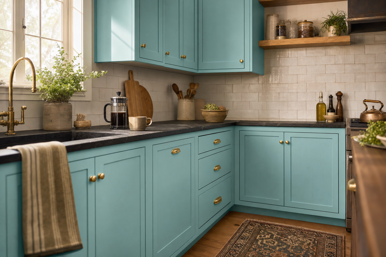 Pool by Benjamin Moore on cabinets