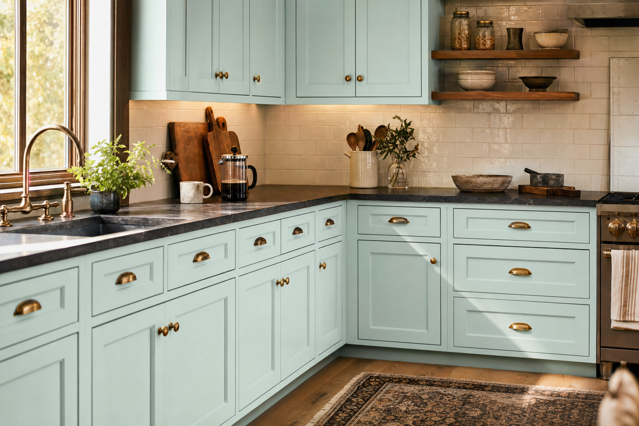 Ice by Benjamin Moore on cabinets