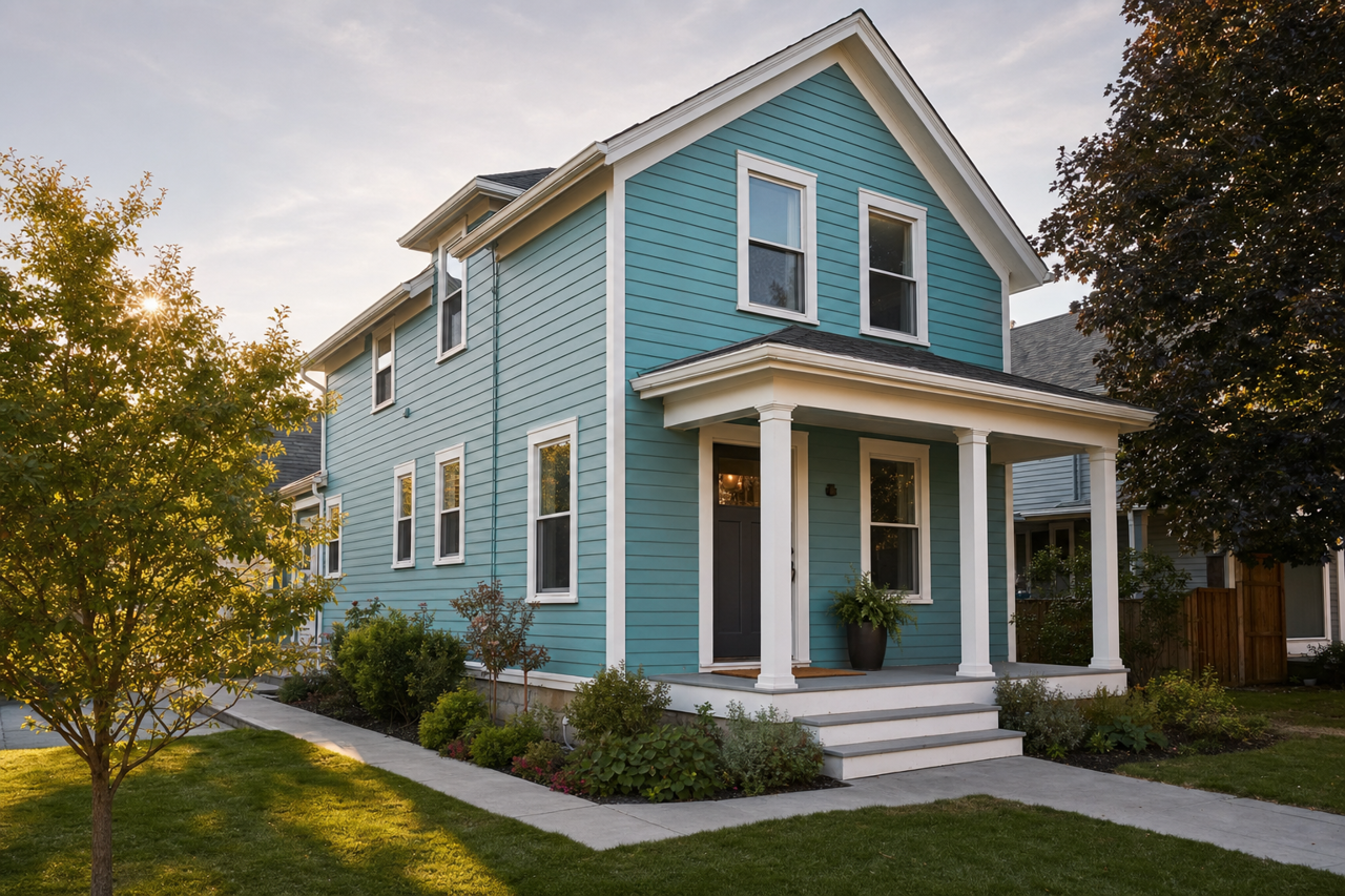 Blue by Benjamin Moore on exterior