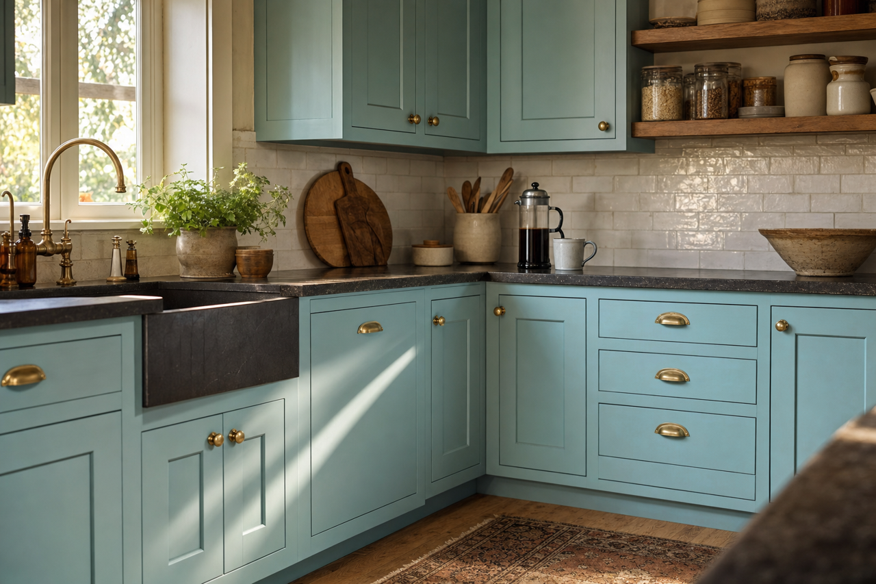 Passion by Benjamin Moore on cabinets