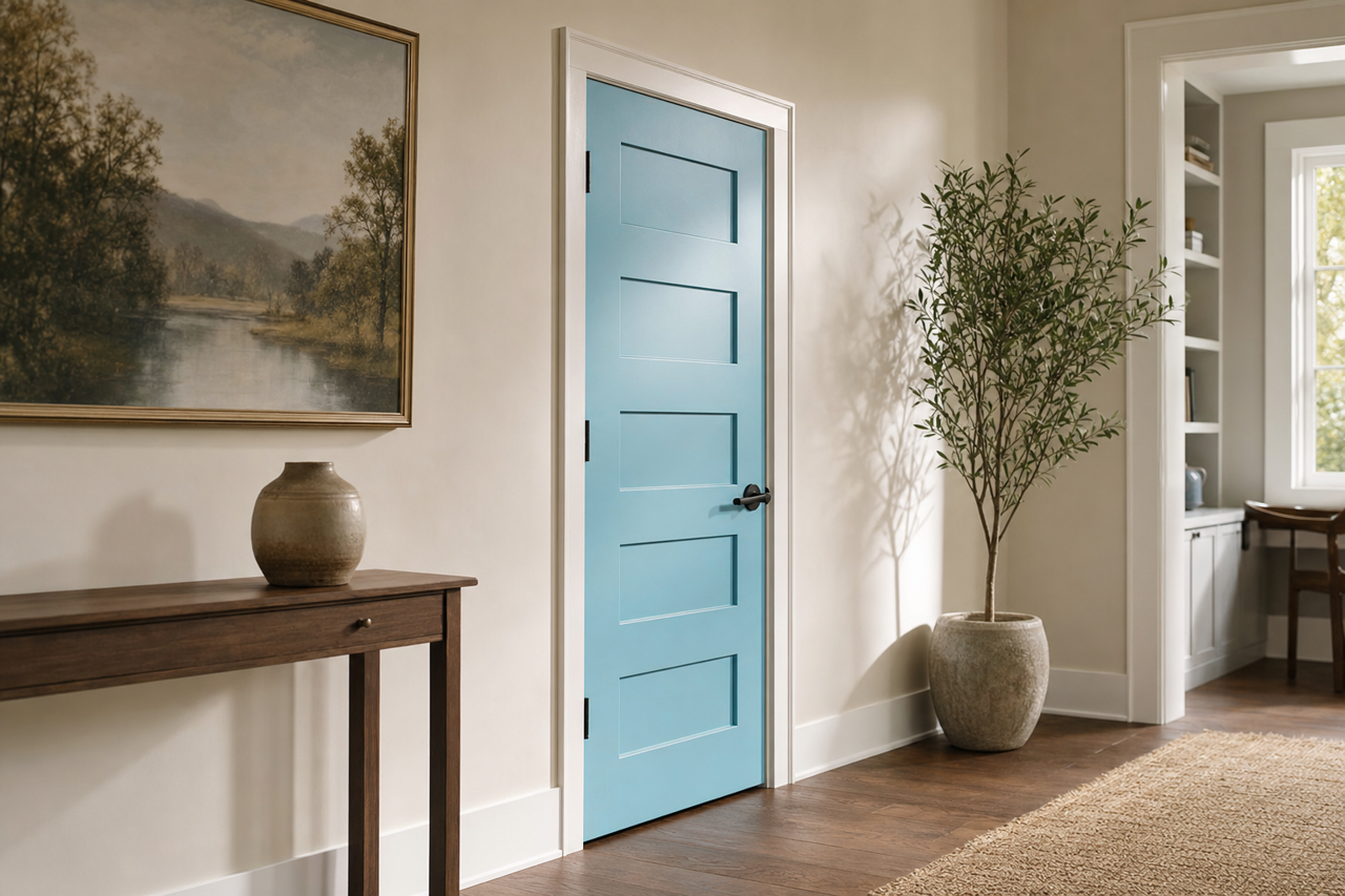 Seaside by Benjamin Moore on interior-doors