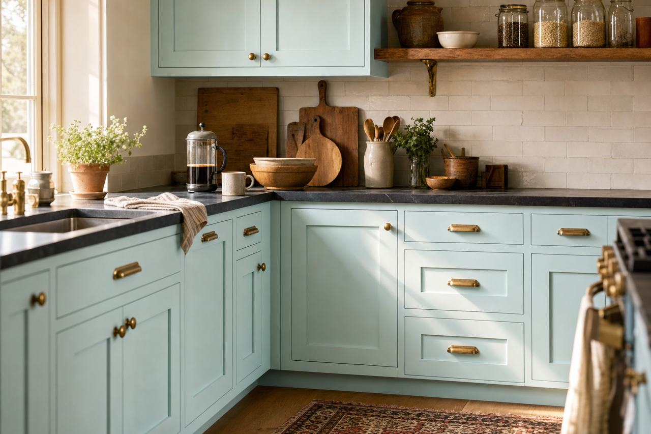 Clear by Benjamin Moore on cabinets