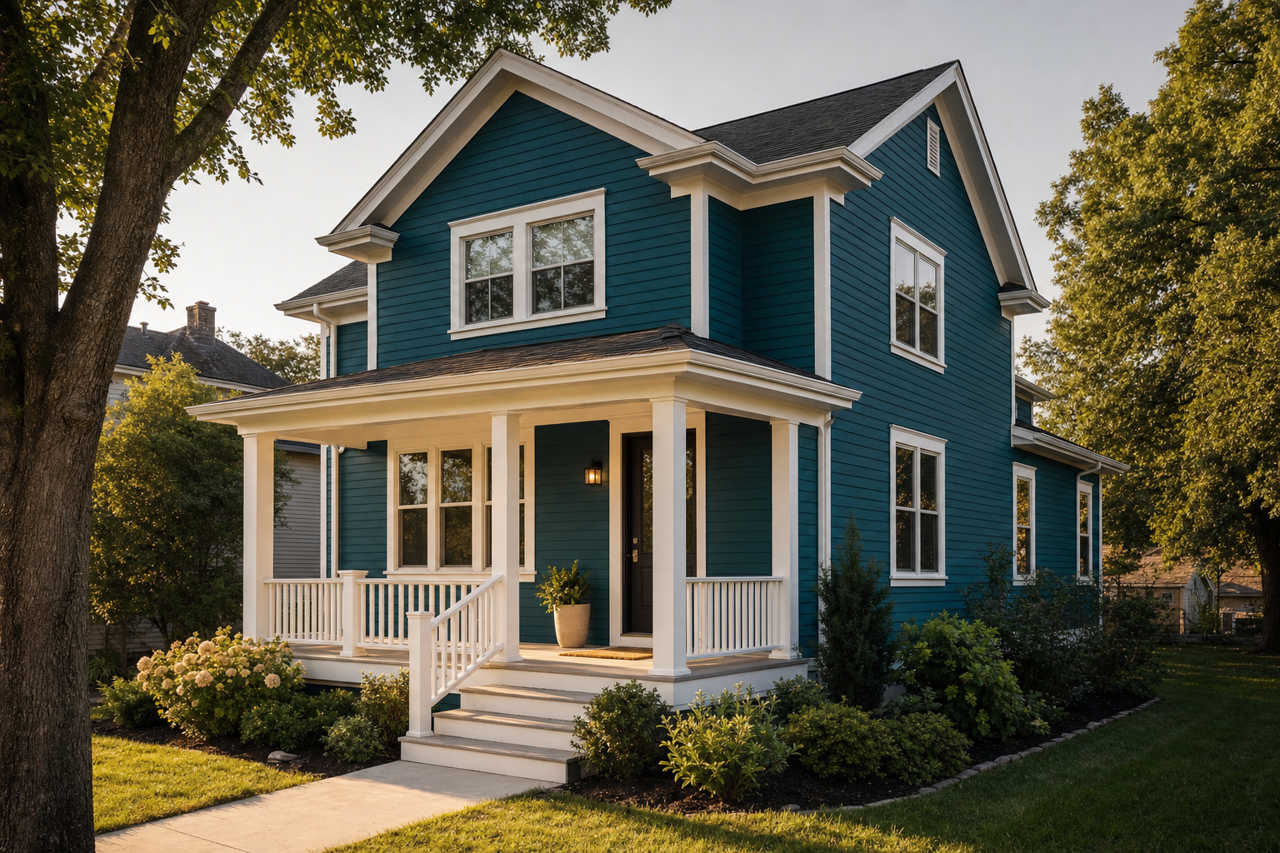 Teal by Benjamin Moore on exterior