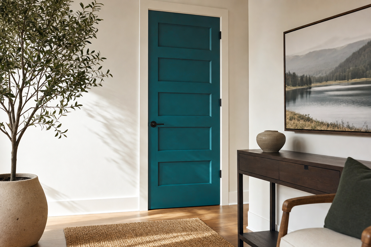 Jade by Benjamin Moore on interior-doors