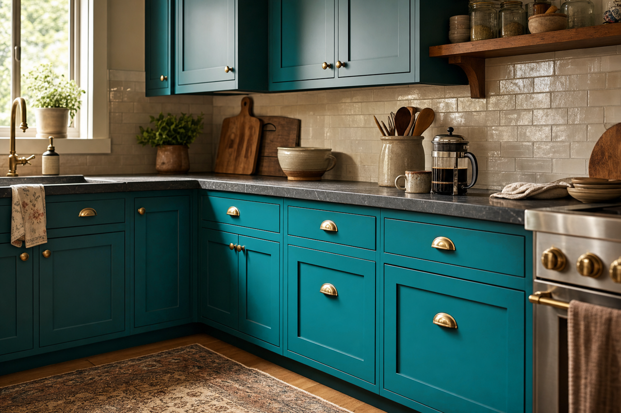 Surf by Benjamin Moore on cabinets