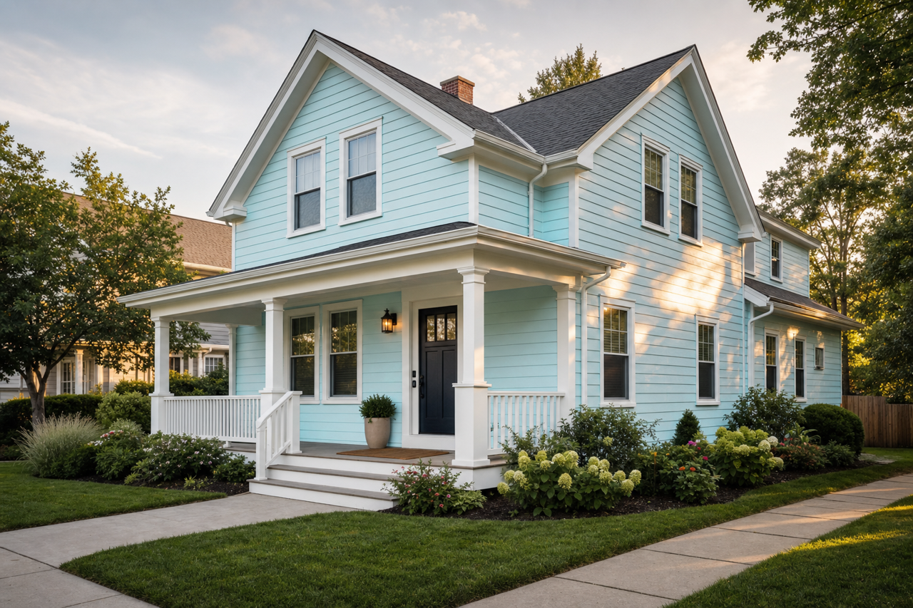 Blue by Benjamin Moore on exterior
