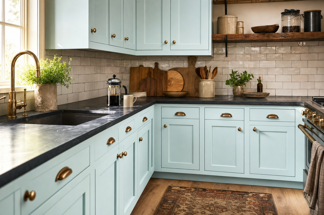 Icy by Benjamin Moore on cabinets