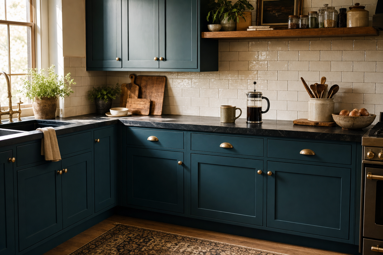 River by Benjamin Moore on cabinets