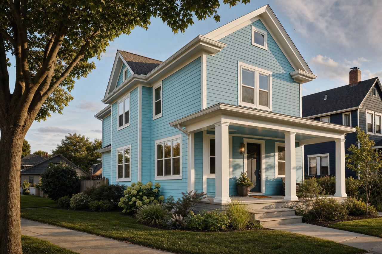 Turquoise by Benjamin Moore on exterior