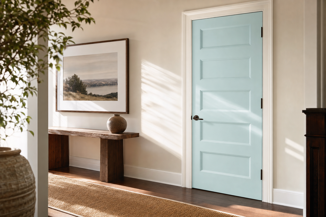 Blue by Benjamin Moore on interior-doors