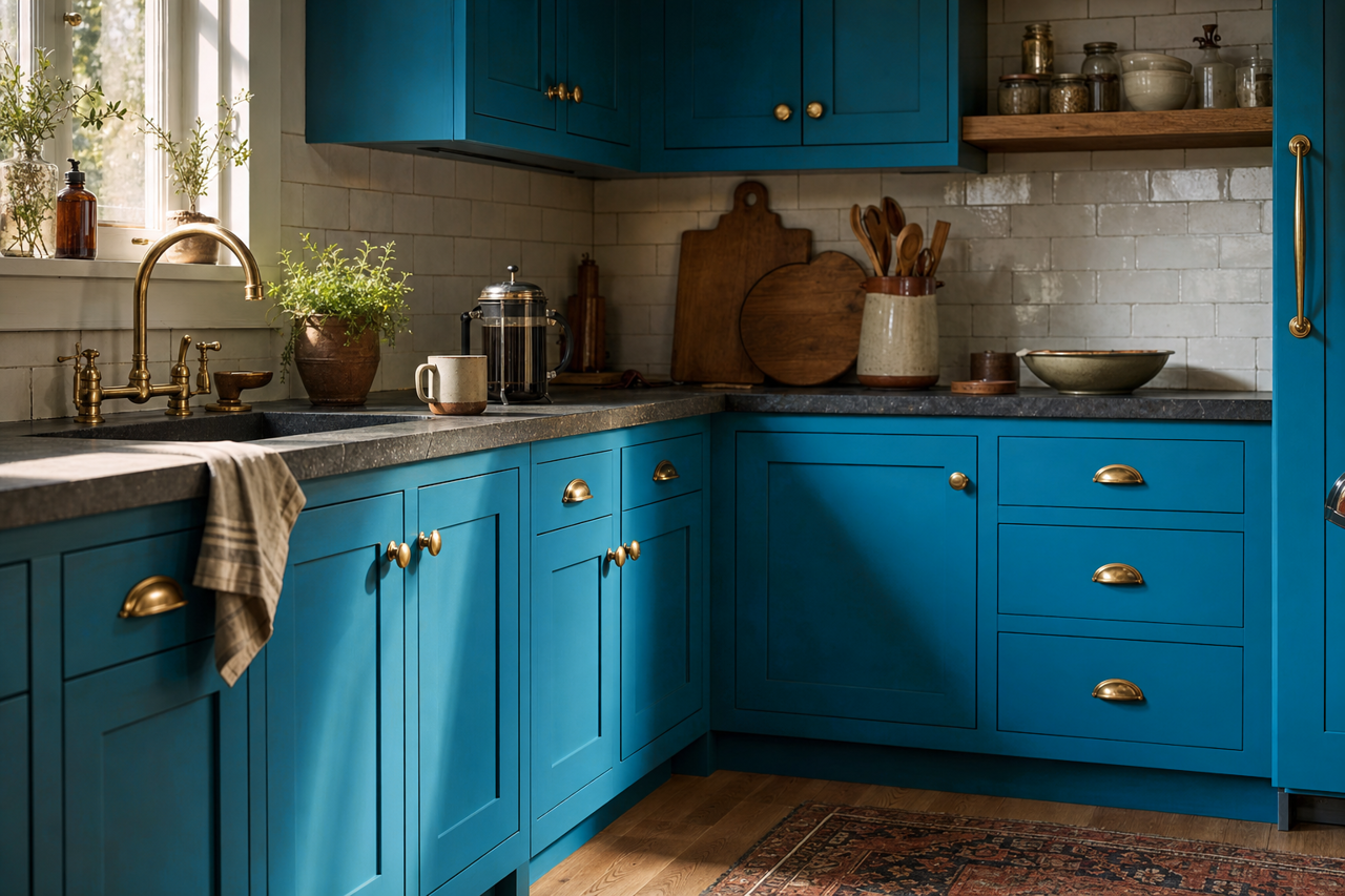 Laguna by Benjamin Moore on cabinets