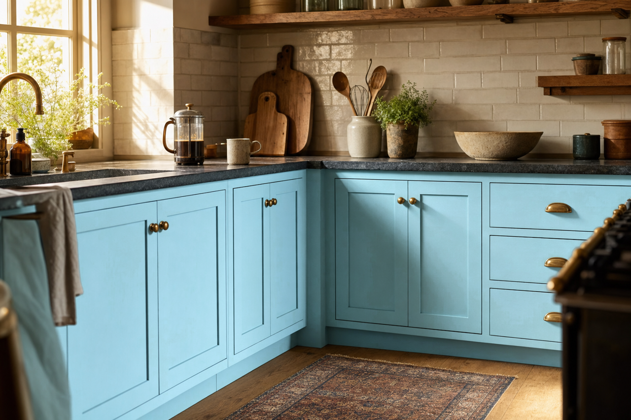 Splash by Benjamin Moore on cabinets