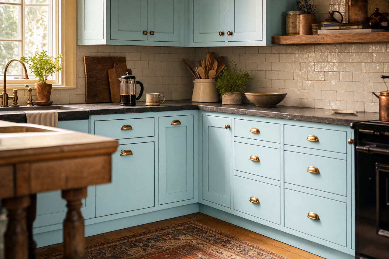 Fountain by Benjamin Moore on cabinets