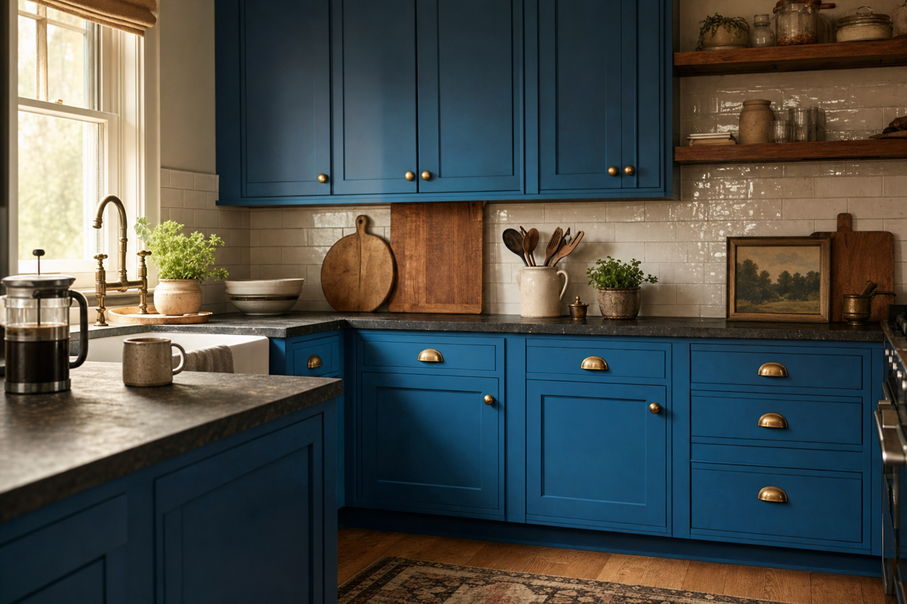 Bermuda by Benjamin Moore on cabinets