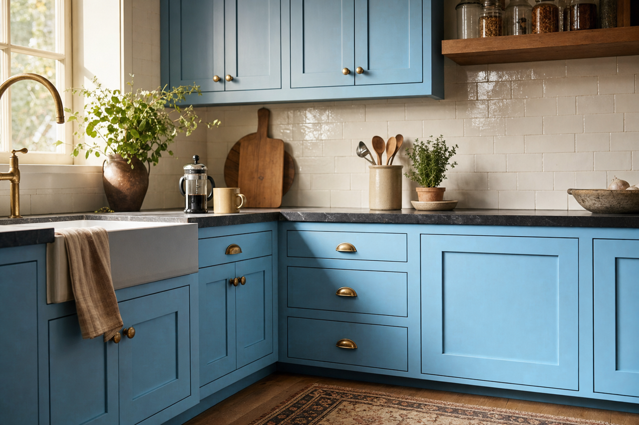 Tidal by Benjamin Moore on cabinets