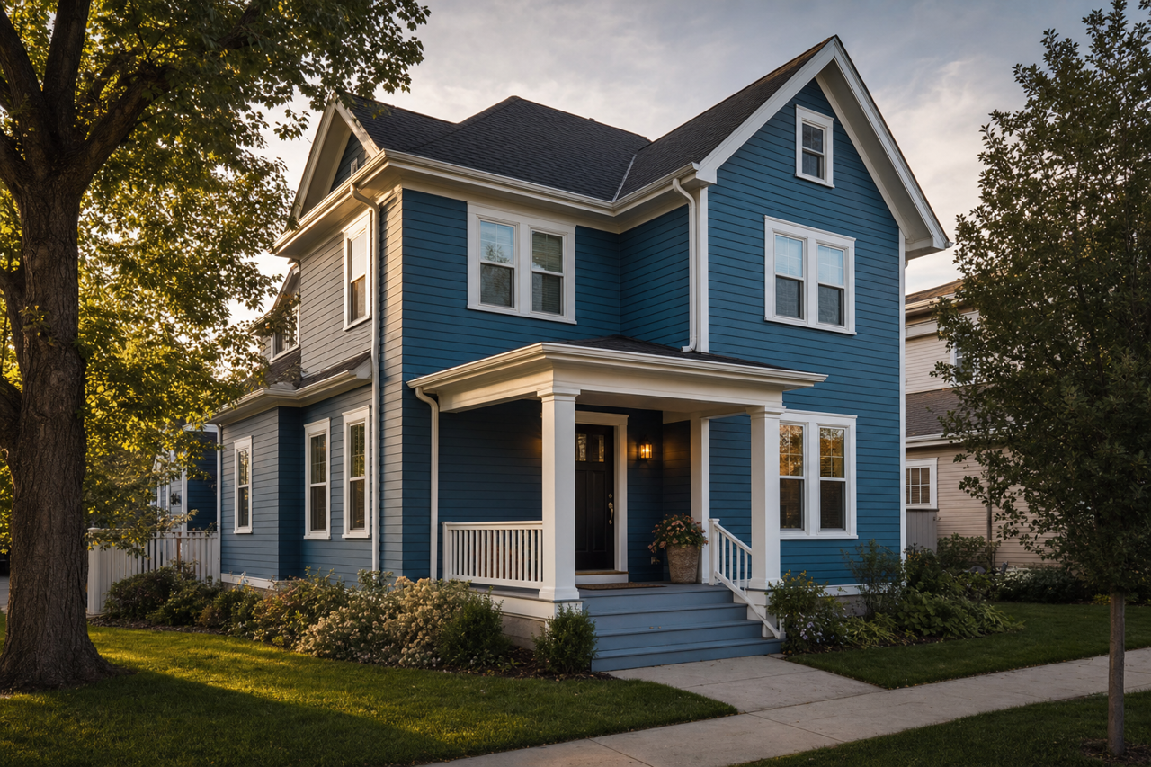 Blue by Benjamin Moore on exterior