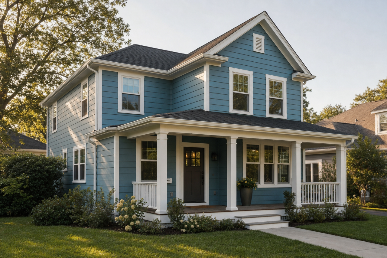 Blue by Benjamin Moore on exterior