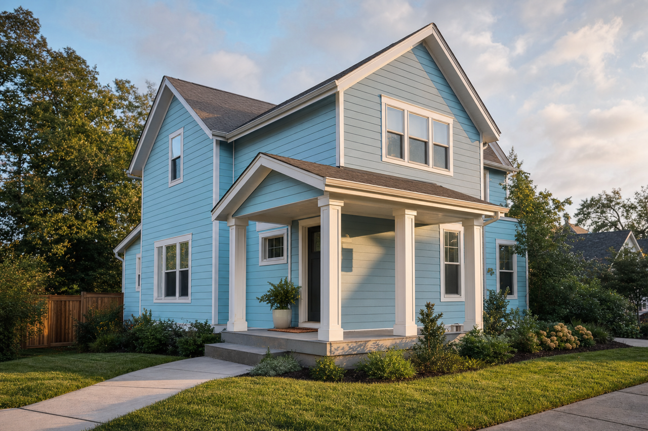 Blue by Benjamin Moore on exterior