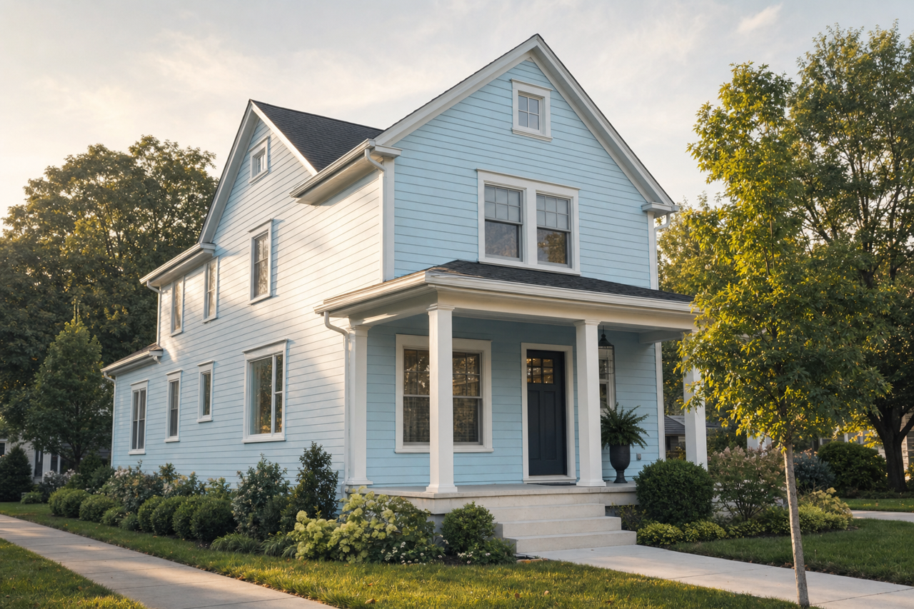 Blue by Benjamin Moore on exterior
