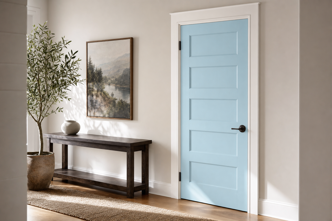 Blue by Benjamin Moore on interior-doors