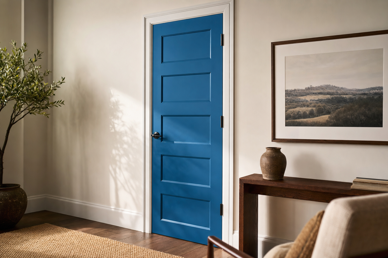 Blueberry by Benjamin Moore on interior-doors