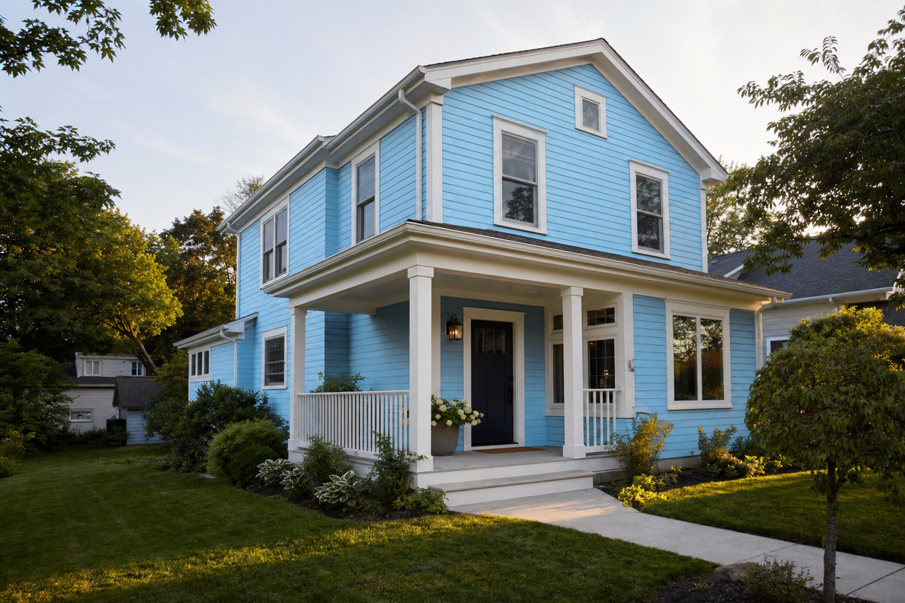 Blue by Benjamin Moore on exterior