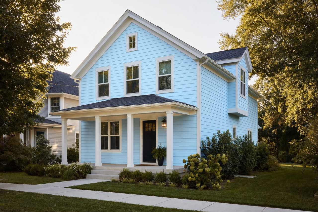 Bluebelle by Benjamin Moore on exterior