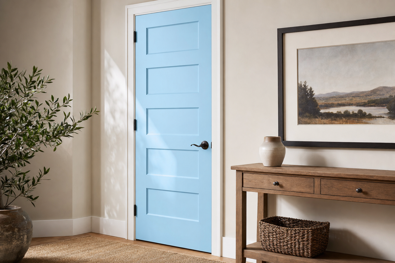 Bluebelle by Benjamin Moore on interior-doors