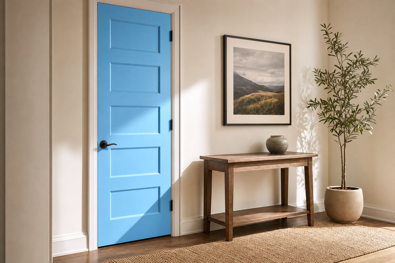 Blue by Benjamin Moore on interior-doors