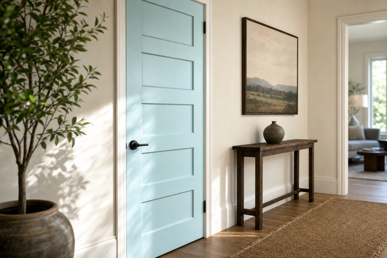 Bashful by Benjamin Moore on interior-doors