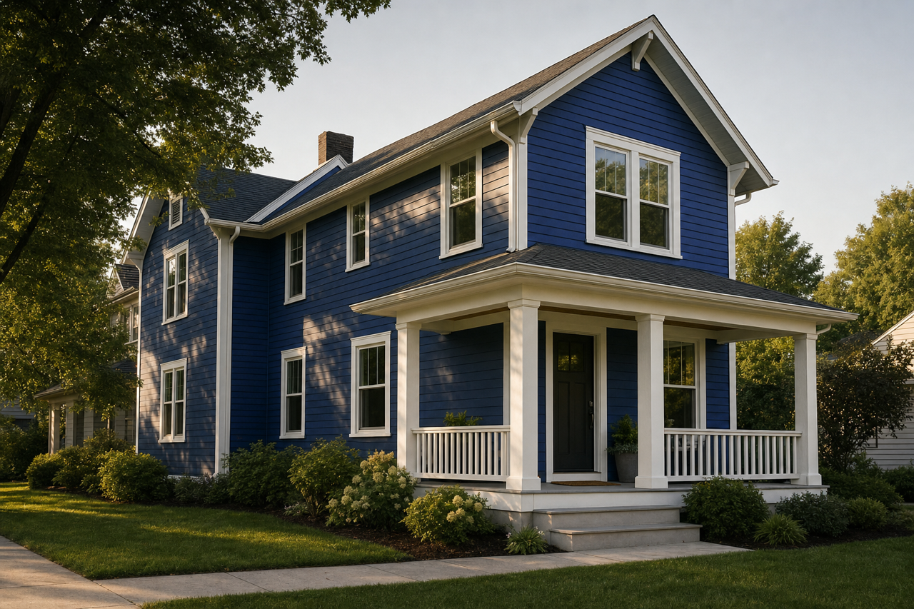 Blue by Benjamin Moore on exterior
