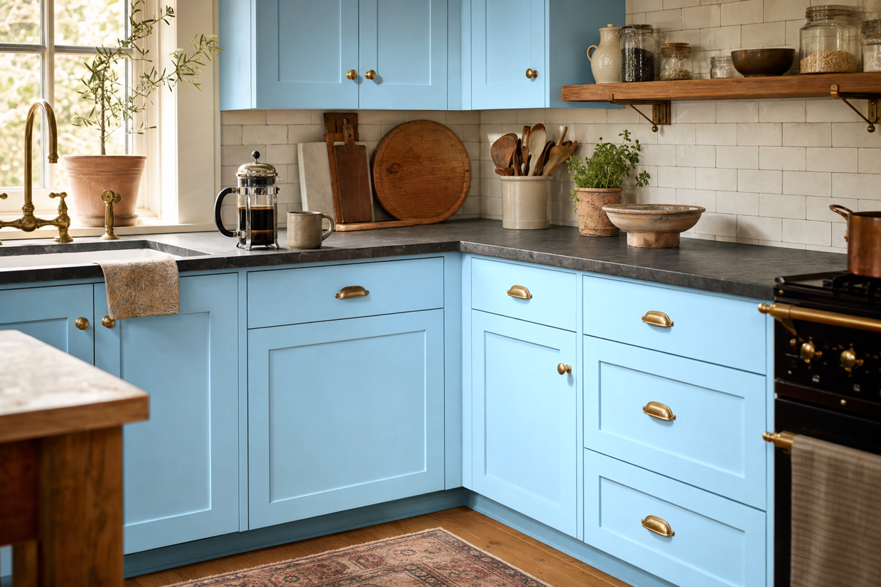 Honolulu by Benjamin Moore on cabinets
