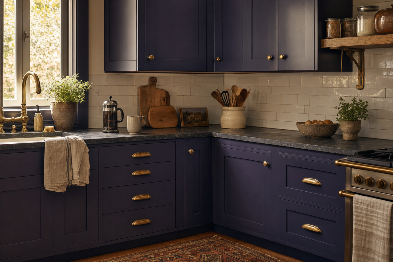 Midnight by Benjamin Moore on cabinets