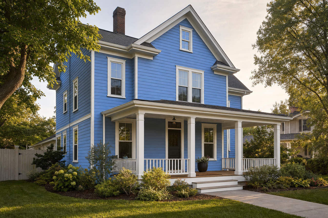 Blue by Benjamin Moore on exterior