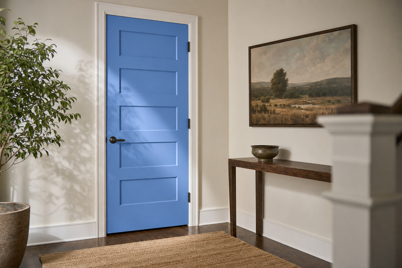 Blue by Benjamin Moore on interior-doors